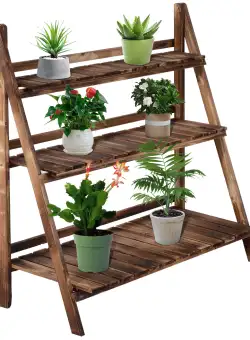 Scara Ghiveci Outsunny, cu 3 Etajere din lemn de Brad, 100x37x93cm | Aosom Romania