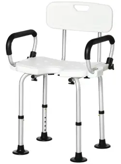 Scaun de dus reglabil pe inaltime cu spatar si brate captusite, ventuze pentru picioare, alb HOMCOM | Aosom Romania