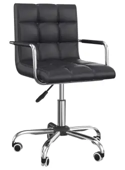 Scaun Rotativ HOMCOM cu Brațe din Piele Sintetică, Negru 52.5x54x94cm | Aosom Romania