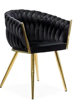 Scaune moderne din catifea si cadrul auriu BUC 261 negru