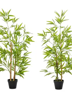 Set 2 Plante de Bambus Artificiale in Ghiveci de 120cm, Decoratiune pentru Casa, Birou, Interior si Exterior Outsunny | Aosom Romania