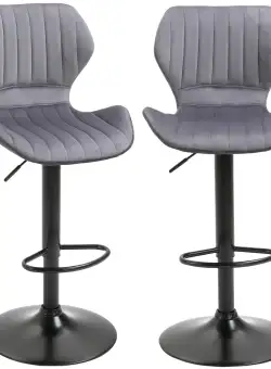 Set 2 scaune bar, inaltime reglabila, imitatie catifea HOMCOM | Aosom Romania