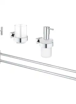 Set 3 accesorii baie Grohe Essentials Cube Master 4-in-1 crom
