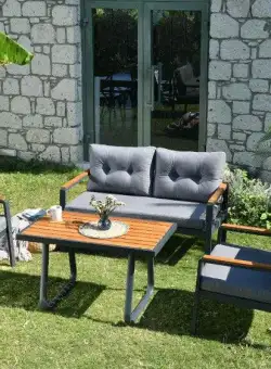 Set de lounge de grădină Tivoli, Gri, 98x60x56.3 cm