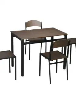Set de sufragerie 5 piese, masa dreptunghiulara 100x63x76,5 cm, 4 scaune 45x40x82 cm, otel si MDF, maro negru HOMCOM | Aosom RO