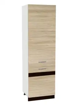 Soldat 60 YANA, 2 usi, corp alb, fronturi sonoma deschis + inchis, 60x60x200 cm