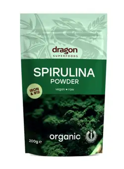 Spirulina pulbere raw bio, 200g, Dragon Superfoods