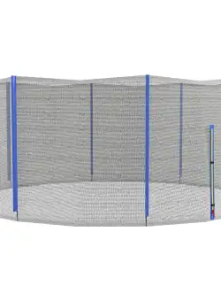 SPORTNOW Plasă Înlocuire Trambulină Rotundă 366cm, 8 Stâlpi Verticali, Tarc Rezervă Rezistent, Negru-Albastru | Aosom Romania
