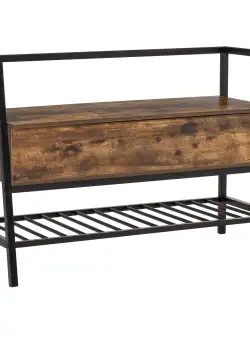 Suport de Pantofi in Stil Industrial Vintage cu Economisire de Spatiu din Lemn si Metal, Maro Rustic, 90x37x60cm HOMCOM | Aosom Romania