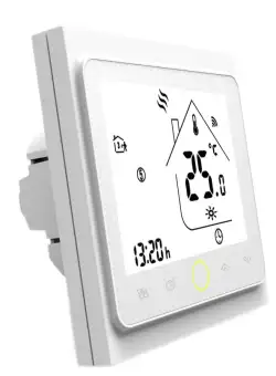Termostat Techstar® Smart GH-20W, Wireless, Pentru Centrala Termica pe Gaz sau Electrica, Compatibila Google Home, Alexa, Tuya, Alb