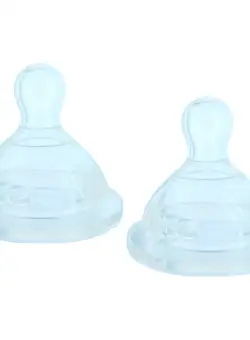 Tetine din silicon cu gat larg si curgere lenta 0-3 luni, 2 bucati, Primii Pasi