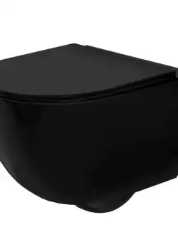 Vas wc Carlo Mini Rimless cu capac softclose negru mat