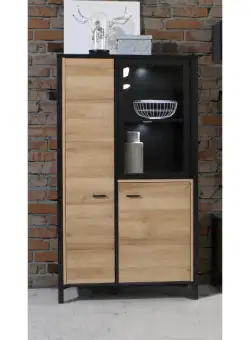 Vitrina High Rock, Natur si Negru, 86.3 Cm