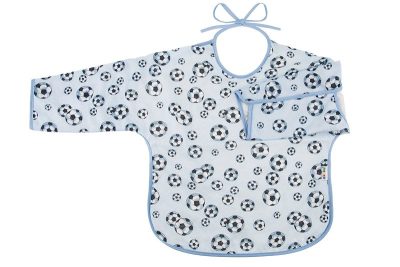 Baveta cu maneci pentru copii Akuku Football impermeabila, dimensiune 34x34 cm, ideala pentru diversificare, gustri independente, pictat