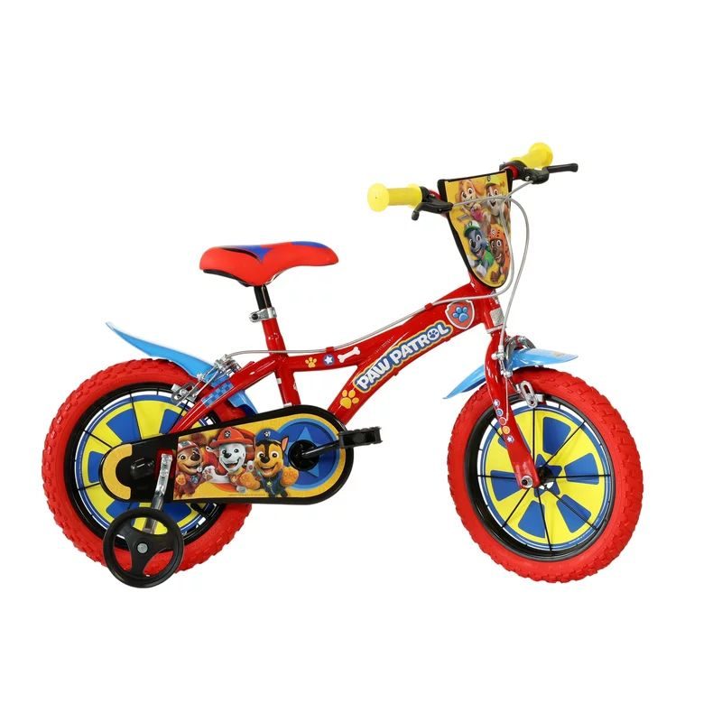 Bicicleta copii, Dino Bikes, Paw Patrol, Cu roti ajutatoare, 14 inch, Pana la 115 cm, Blue/red