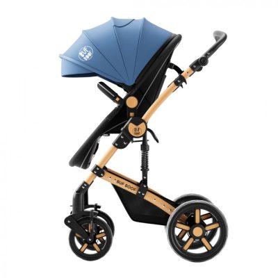 Carucior pentru copii Buf Boof A1 Deluxe Blue 2 in 1 reversibil 0-36 luni, cadru din aluminiu, amortizoare, accesorii incluse