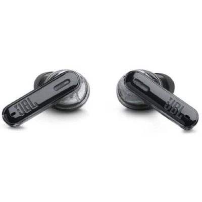 Casti True Wireless JBL Tune Beam, Active Noise Cancelling, Bluetooth, 4 Microfoane, Autonomie 48H, IP54 (Negru/Transparent)