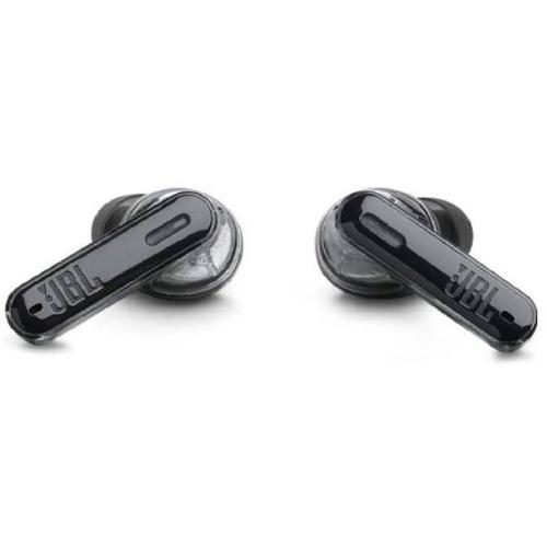 Casti True Wireless JBL Tune Beam, Active Noise Cancelling, Bluetooth, 4 Microfoane, Autonomie 48H, IP54 (Negru/Transparent)