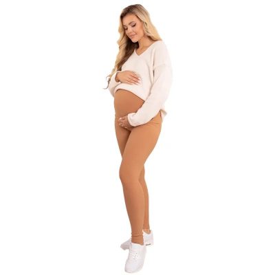 Colanti, Pentru gravide, Grosi, Pentru vremea rece, Cu talie speciala, Certificati Oeko Tex Standard 100, Din bumbac si elastan, Masura L, Camel