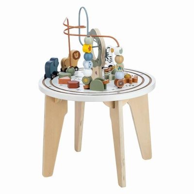 Masuta Montessori cu activitati, Free2Play, Cu multiple activitati, Dezvolta coordonarea ochi-mana, Din lemn, 18 luni+, Think and Play