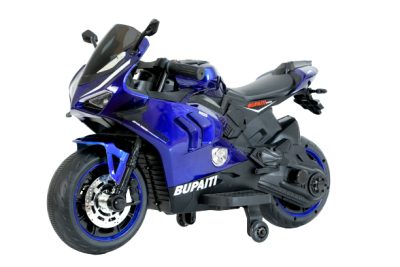 Motocicleta electrica copii, Kinderauto BDQ888 70W 12V cu roti moi, Bluetooth, albastra