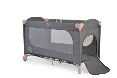 Patut pliabil multifunctional 2in1 Cangaroo SkyGlow Pink cu 2 nivele,roti cu blocare,Usa de acces cu fermoar,laterala cu plasa de ventilatie,pliabil compact,2 inele de sustinere si saltea pliabila incluse