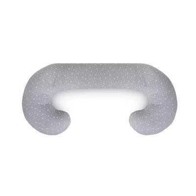 Perna multifunctionala, Ceba Baby, Pentru dureri de spate, somn confortabil si alaptat, Cu bile de silicon si microperle, Husa detasabila din bumbac, 300x30 cm, Oeko-Tex Standard 100, Grey Stars