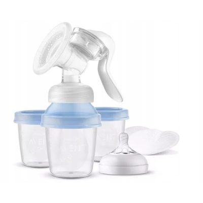 Pompa manuala, Philips Avent, Cu accesorii, BPA Free, Cu recipiente de stocare incluse, Plastic, Alb