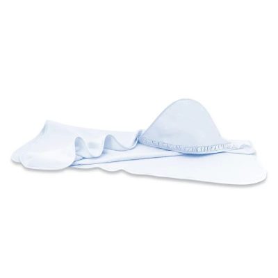 Prosop cu gluga, MimiNu, Mare, Cu volanas, Dimensiune 100x100 cm, Din bumbac si thermo fleece, Materiale certificate Oeko Tex Standard 100, Colectia Royal, Blue