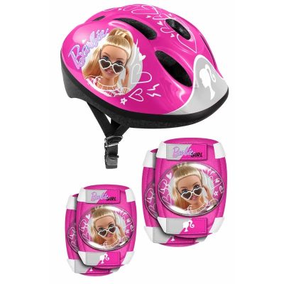 Set casca protectie, genunchiere si cotiere, Stamp, Sigure si confortabile, Reglabile, Conform cu EN1078, Marime 50/56 cm, 3 ani+, Barbie