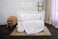 Set lenjerie de pat Lorelli, cu 7 piese din bumbac ranforce, Lily, Grey Striped
