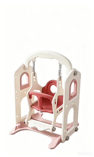 Spatiu de joaca pentru copii Nichiduta Garden Sky Bear 12 PinkWhite, cu leagan, tobogan, panou de escalada, zona de observare cu telescop integrat