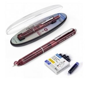 Stilou retractabil Writech M corp rosu cu cutie cadou si 5 patroane cerneala albastre