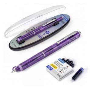 Stilou retractabil Writech M corp violet cu cutie cadou si 5 patroane cerneala albastre