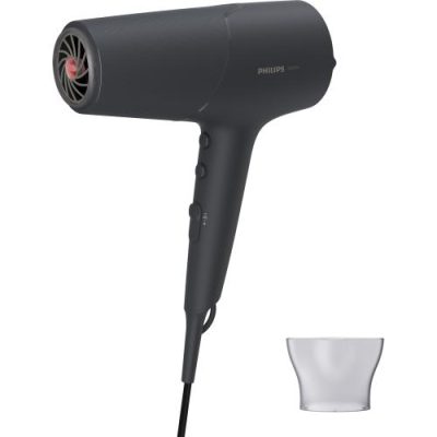 Uscator de par Philips BHD504/00, 2100W, tehnologie ThermoShield, ingrijire cu ioni, 6 setari de viteza/temperatura, cap de coafare 14 mm, Gri carbune metalizat